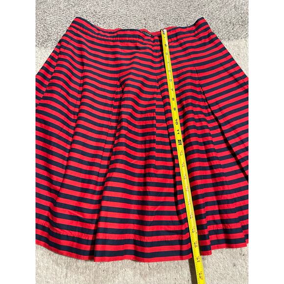 NWT J Crew Factory Pleated Knee Length Skirt Womens 6 Red Striped 09357 MSRP $70 - Picture 4 of 9